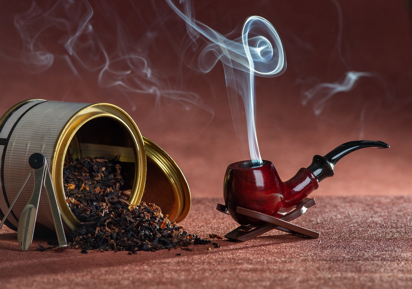 Estate pipes and pipe tobacco on display